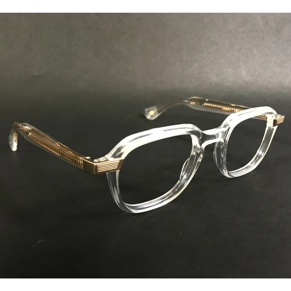 Eyevan Eyeglasses Frames Evans-E CRL 24K Gold Clear Square 50-22-145